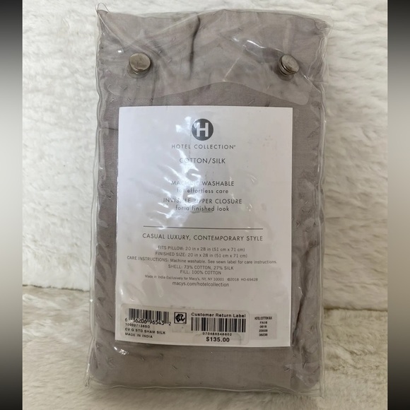 Hotel Collection Cotton/Silk Standard Pillowsham Quilted - Picture 3 of 8